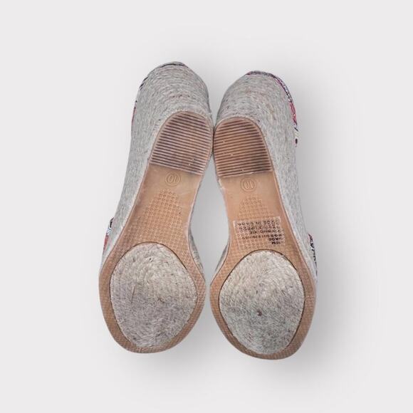 Tommy Hilfiger Womens Espadrille Wedges sz 10 High Heel Boho Paisley Cute Fabric - Picture 6 of 8